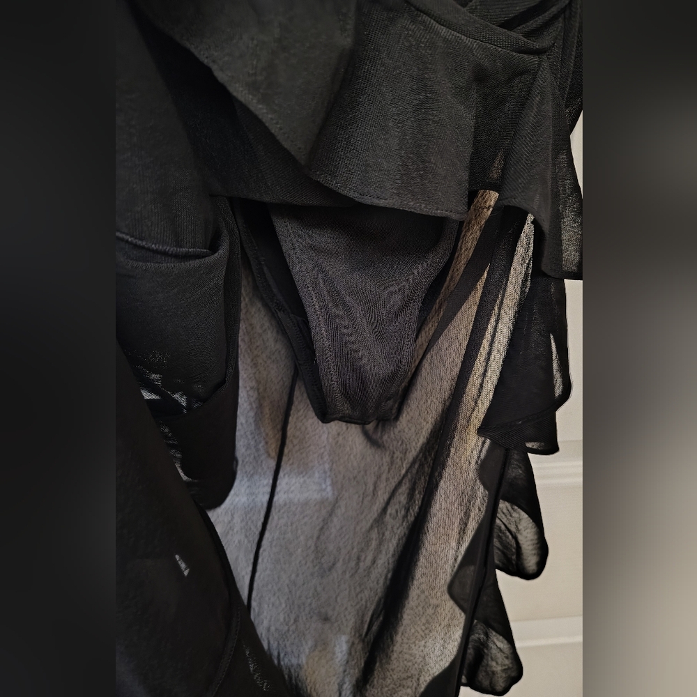 Black One-Shoulder Ruffle Dress - Picture 4 of 5